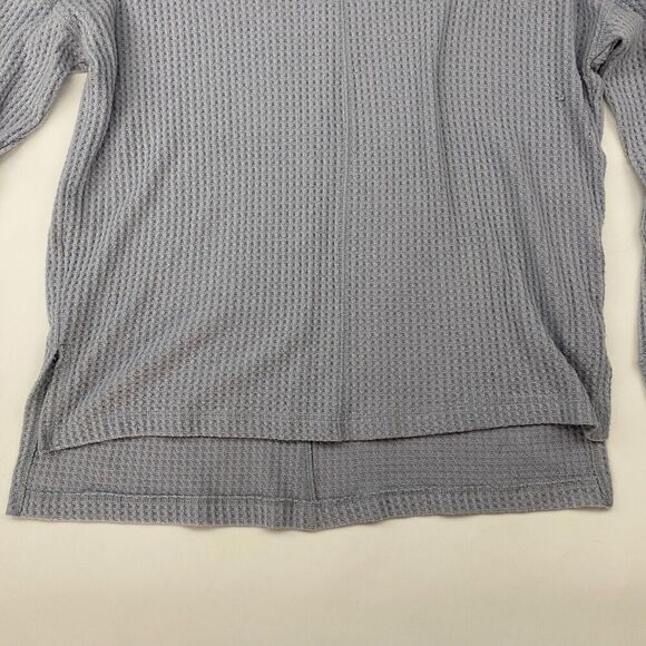 American Eagle Gray/Blue Waffle Knit Split Hem Blouse Dolman Sleeve L/S Sz XS - Picture 4 of 13